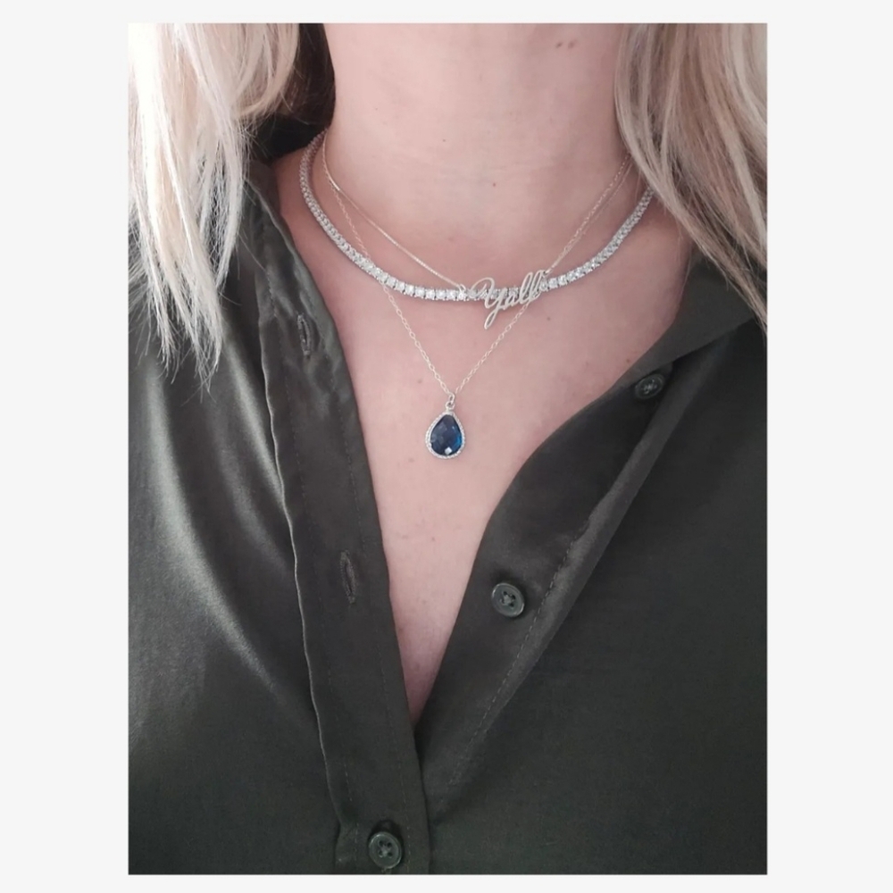 Blue Pear Necklace